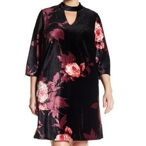 Sandra Darren Velvet Floral Dress - Plus
